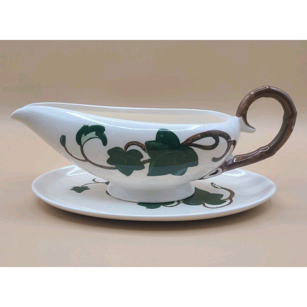 Vintage Poppytrail by Metlox Ivy Pattern Gravy Boat And Plate